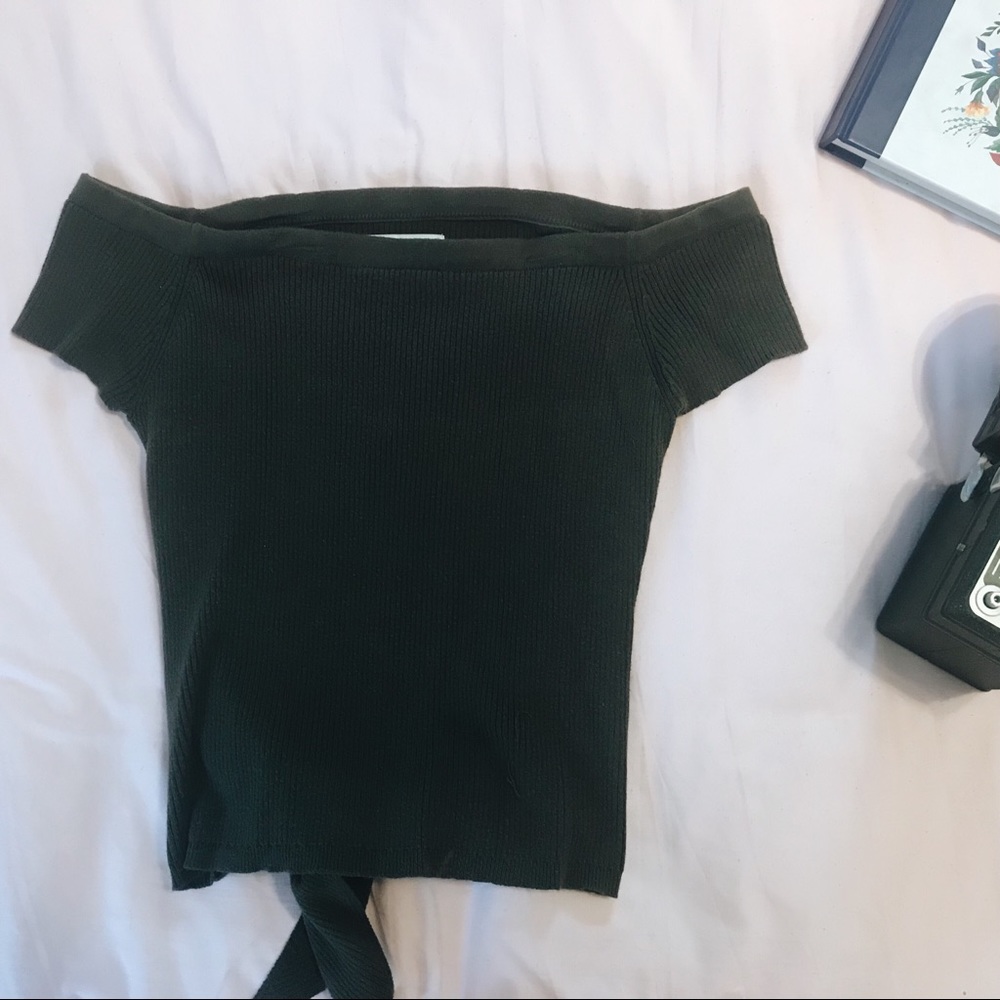 olive green off the shoulder top